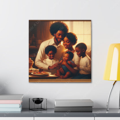 "Familial Bliss: A Table Gathering" - Canvas