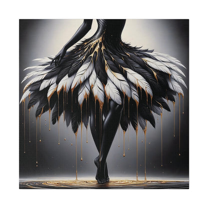 Dancing Shadows: Gilded Feathers - Matte Canvas - Authentic4Us