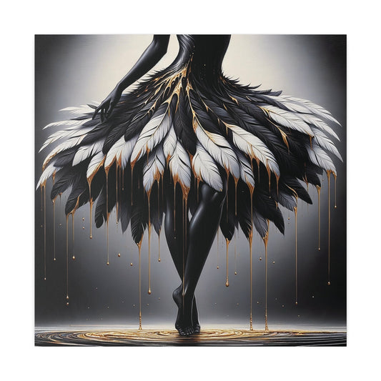 Dancing Shadows: Gilded Feathers - Matte Canvas - Authentic4Us