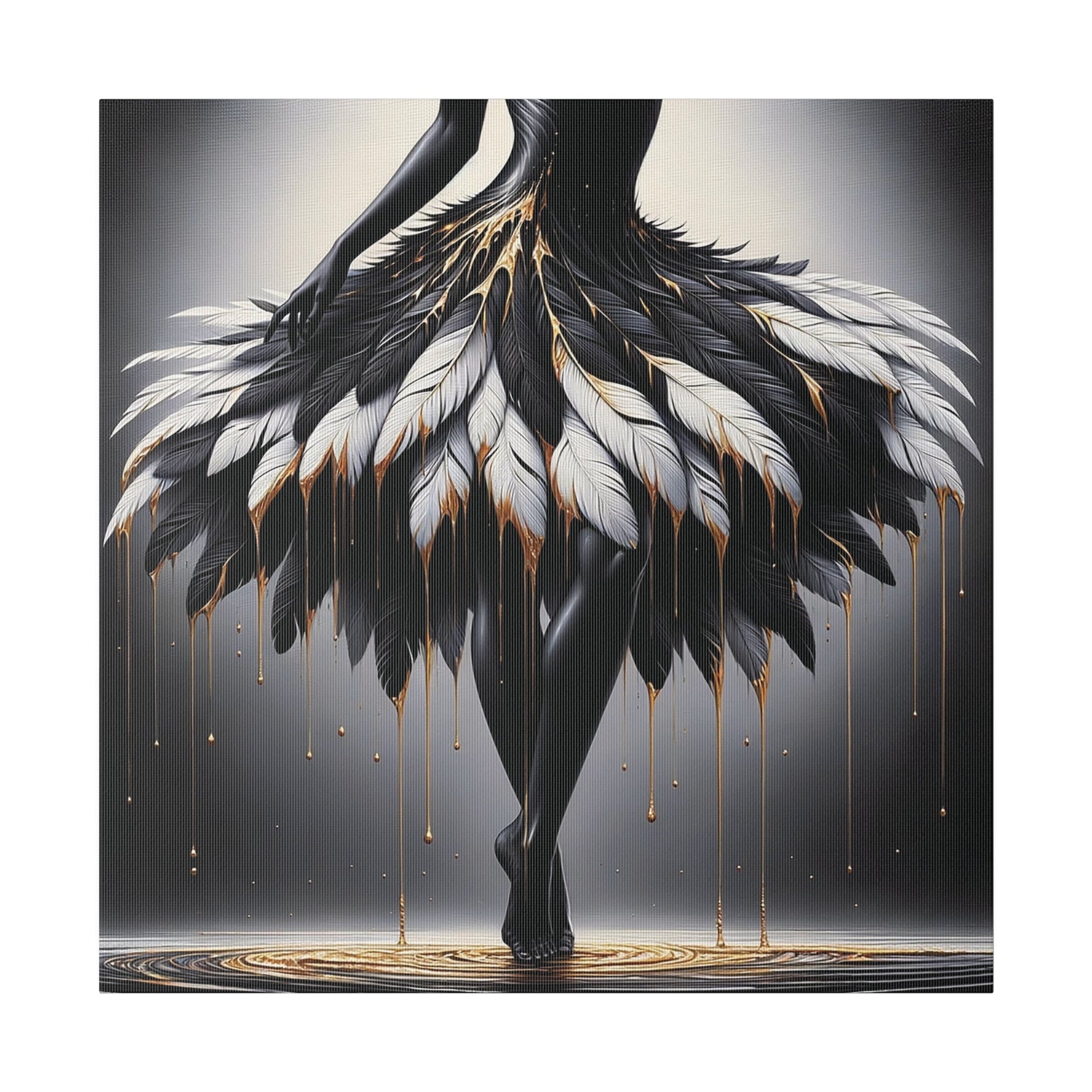 Dancing Shadows: Gilded Feathers - Matte Canvas - Authentic4Us