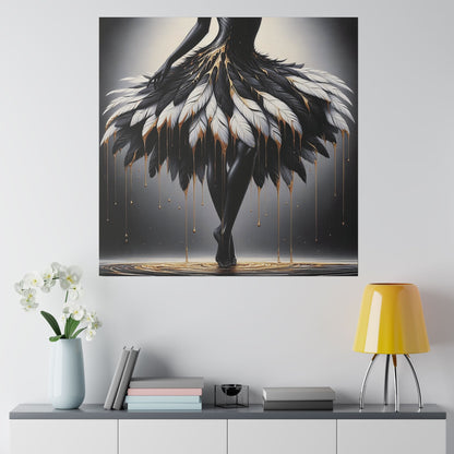 Dancing Shadows: Gilded Feathers - Matte Canvas - Authentic4Us