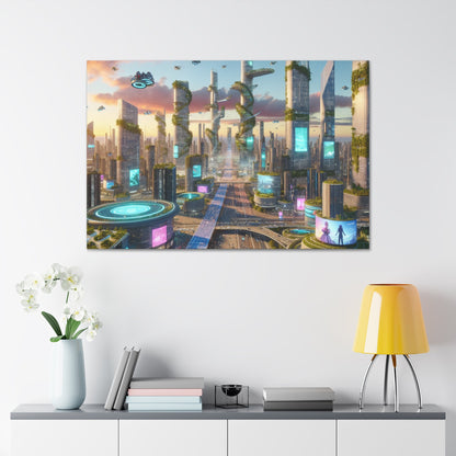 1. "Futuristic Utopia: Advanced Cityscape" 2. "Vibrant - Canvas - Authentic4Us