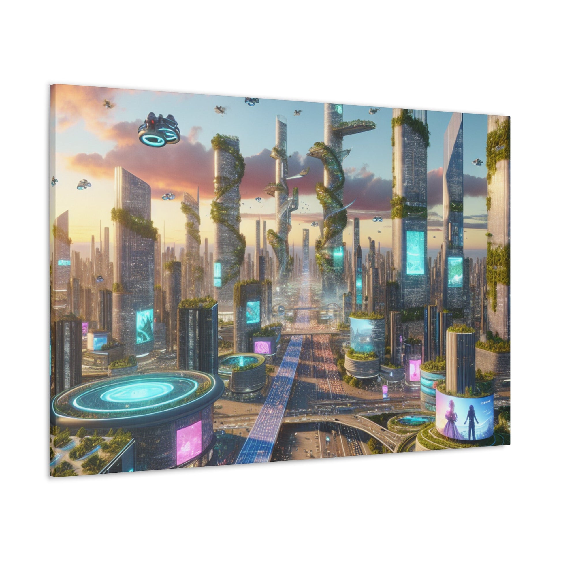 1. "Futuristic Utopia: Advanced Cityscape" 2. "Vibrant - Canvas - Authentic4Us