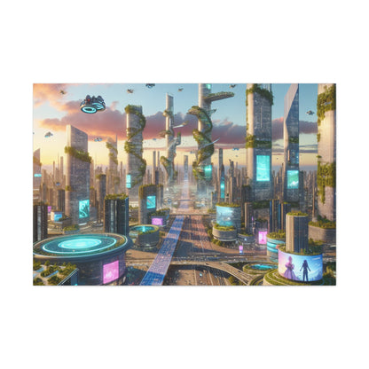 1. "Futuristic Utopia: Advanced Cityscape" 2. "Vibrant - Canvas - Authentic4Us