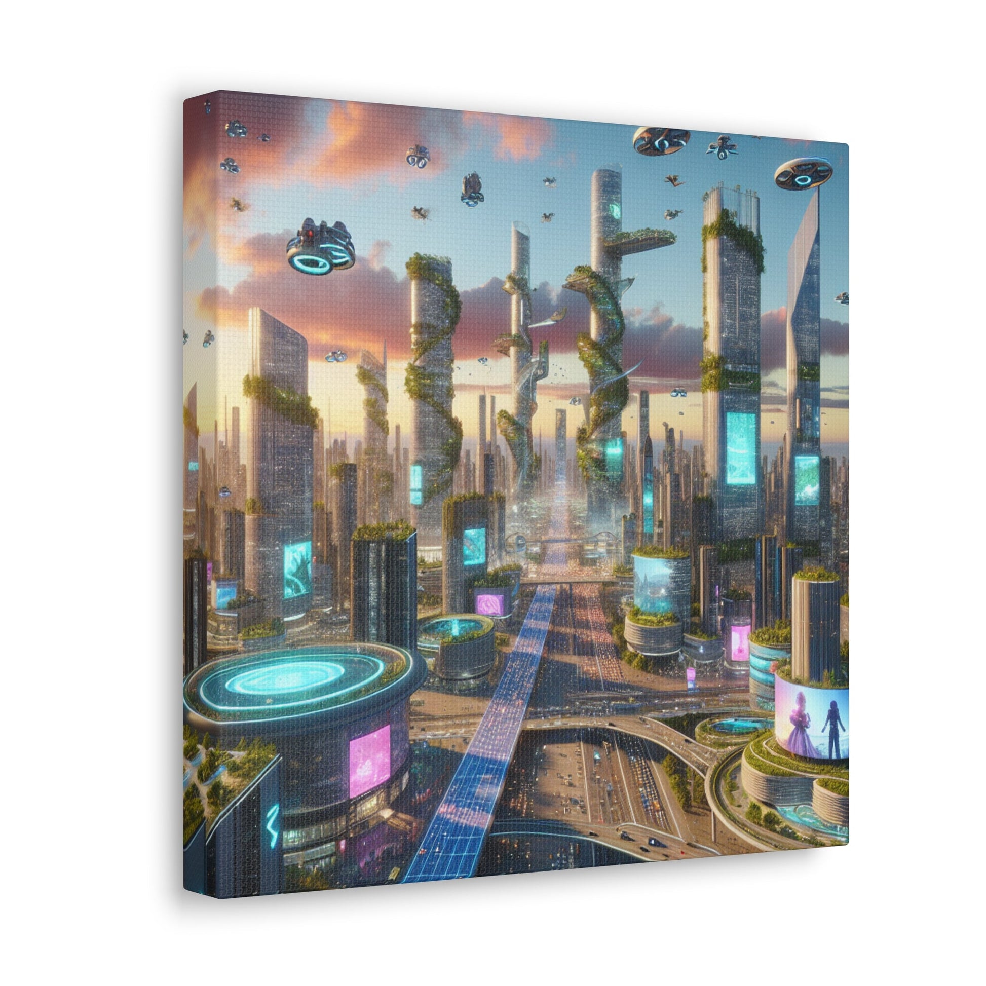 1. "Futuristic Utopia: Advanced Cityscape" 2. "Vibrant - Canvas - Authentic4Us