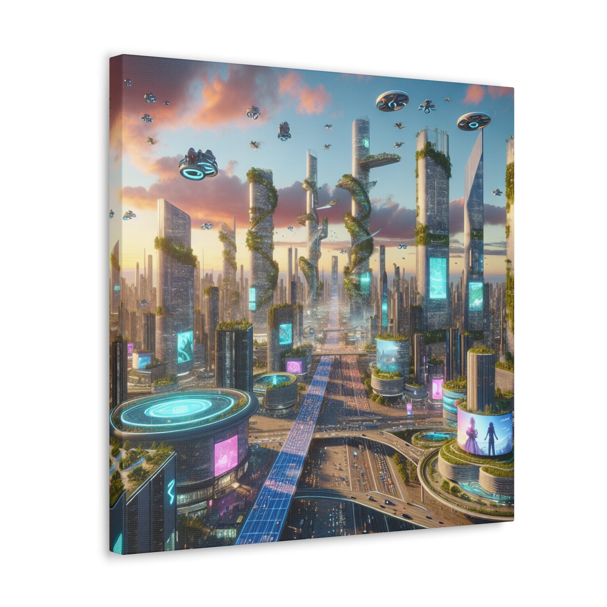 1. "Futuristic Utopia: Advanced Cityscape" 2. "Vibrant - Canvas - Authentic4Us