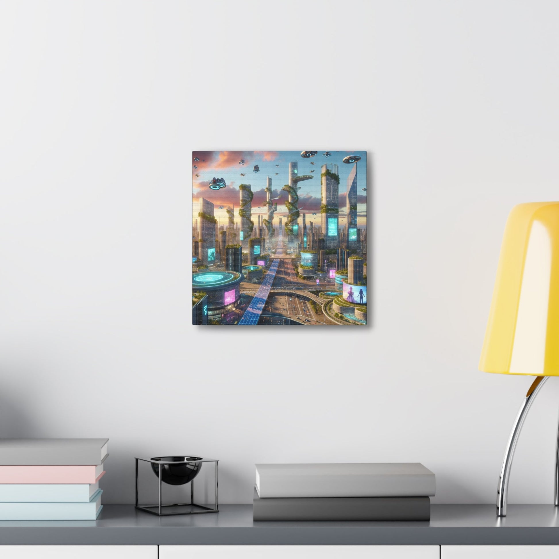 1. "Futuristic Utopia: Advanced Cityscape" 2. "Vibrant - Canvas - Authentic4Us