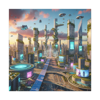 1. "Futuristic Utopia: Advanced Cityscape" 2. "Vibrant - Canvas - Authentic4Us