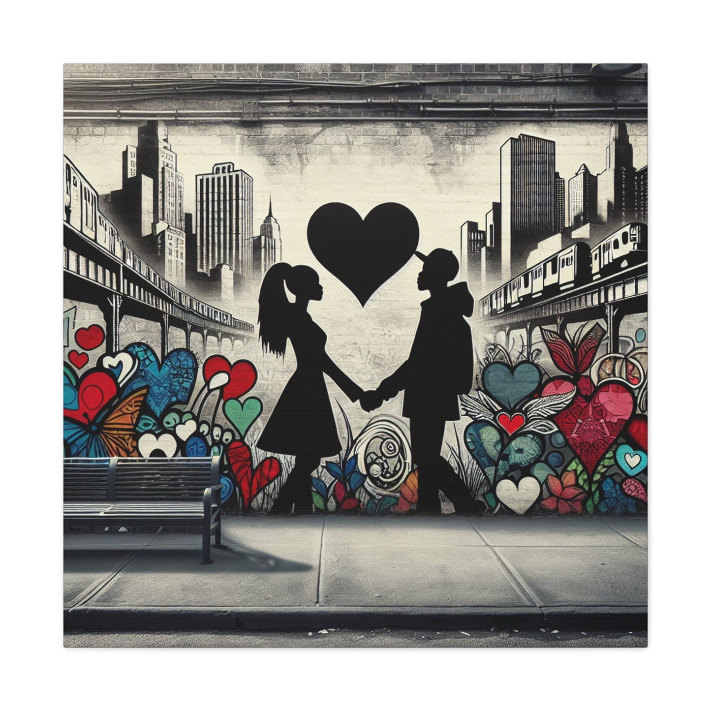 1. "Urban Love Mural" 2. "Heartfelt Urban Connection" 3. "City - Canvas - Authentic4Us