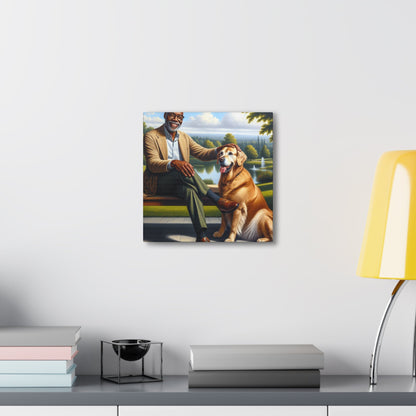 "A Serene Bond: Man and Dog" - Canvas - Authentic4Us