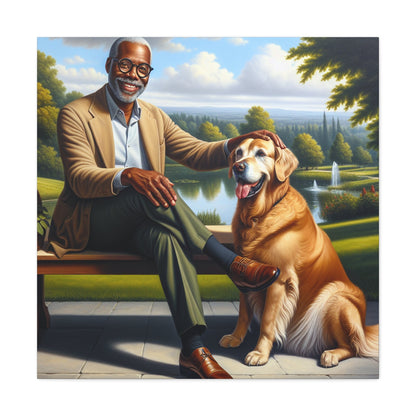 "A Serene Bond: Man and Dog" - Canvas - Authentic4Us