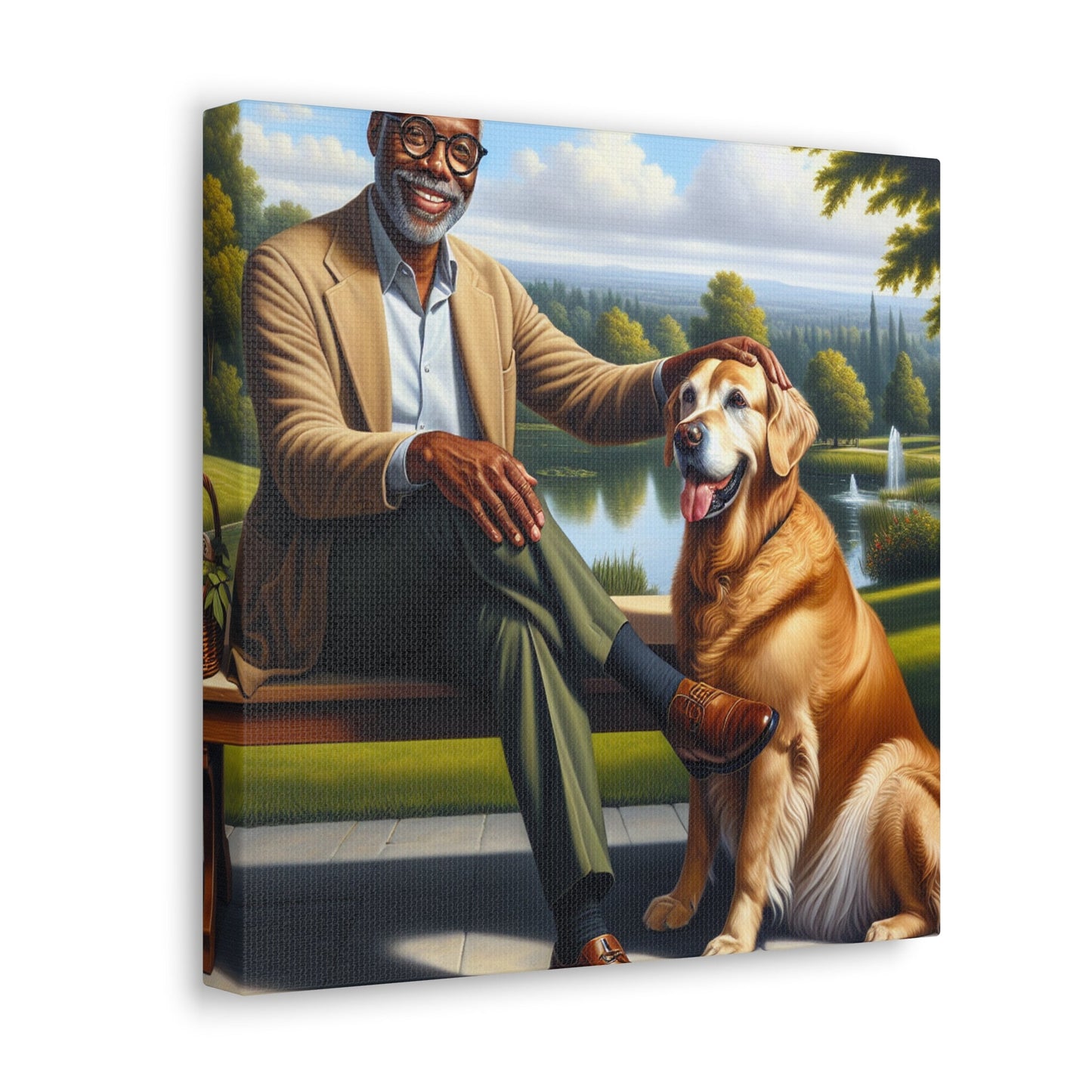 "A Serene Bond: Man and Dog" - Canvas - Authentic4Us