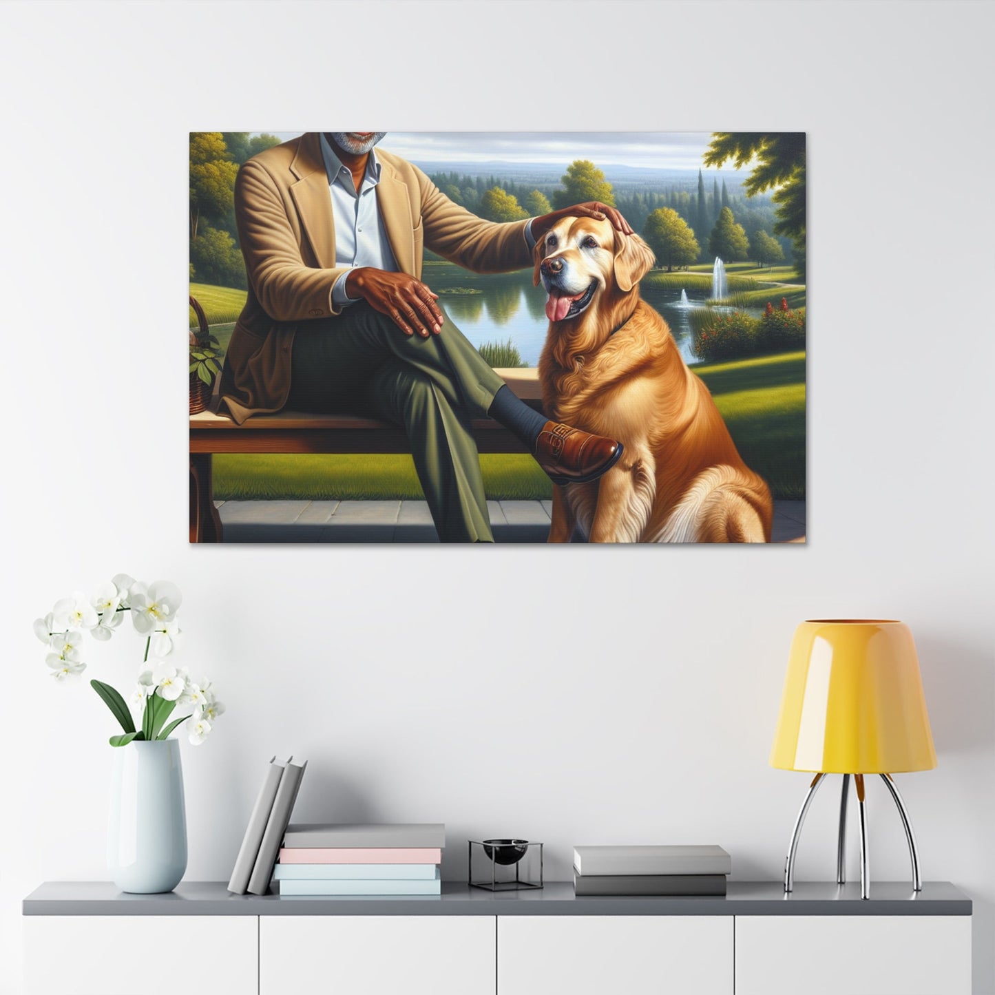 "A Serene Bond: Man and Dog" - Canvas - Authentic4Us