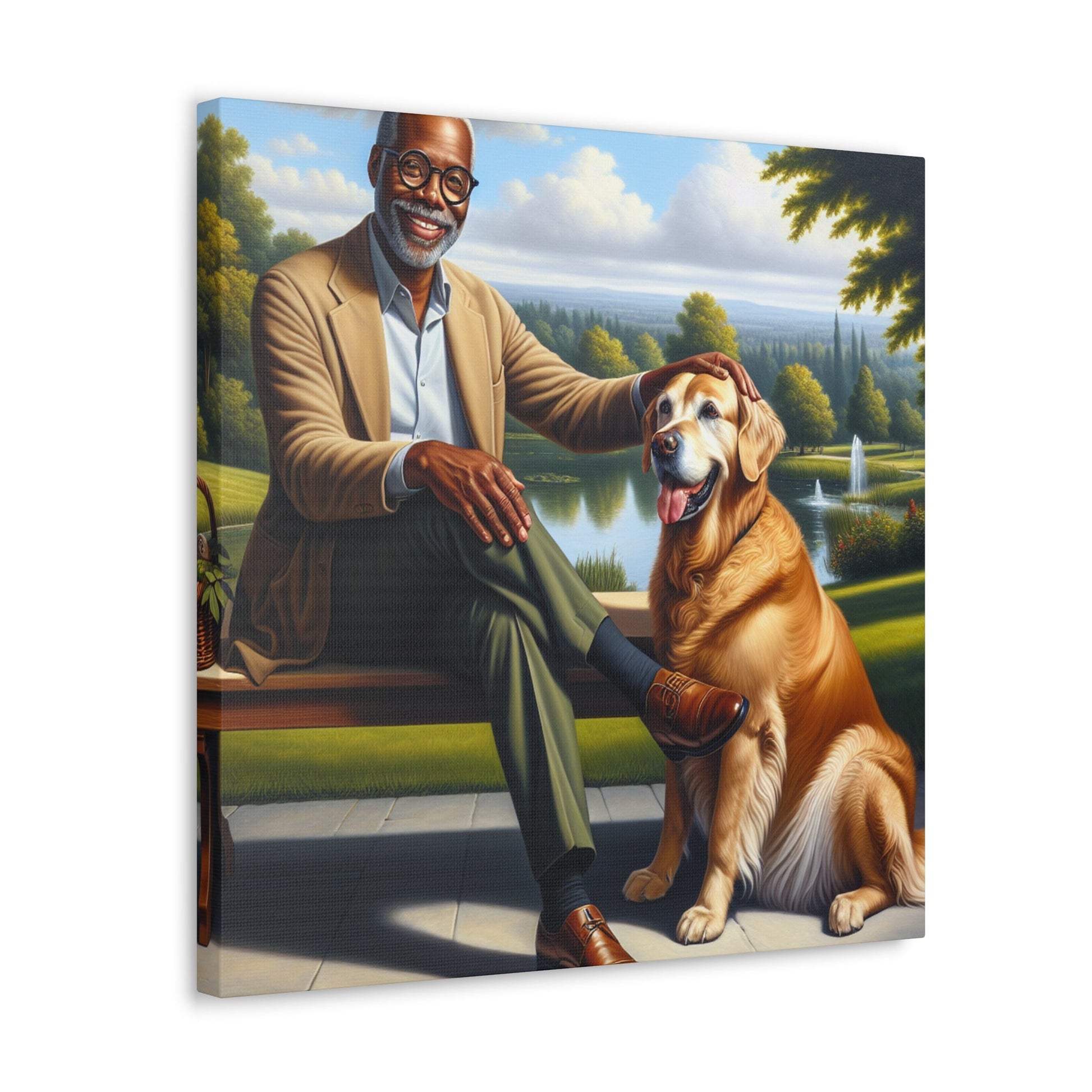 "A Serene Bond: Man and Dog" - Canvas - Authentic4Us