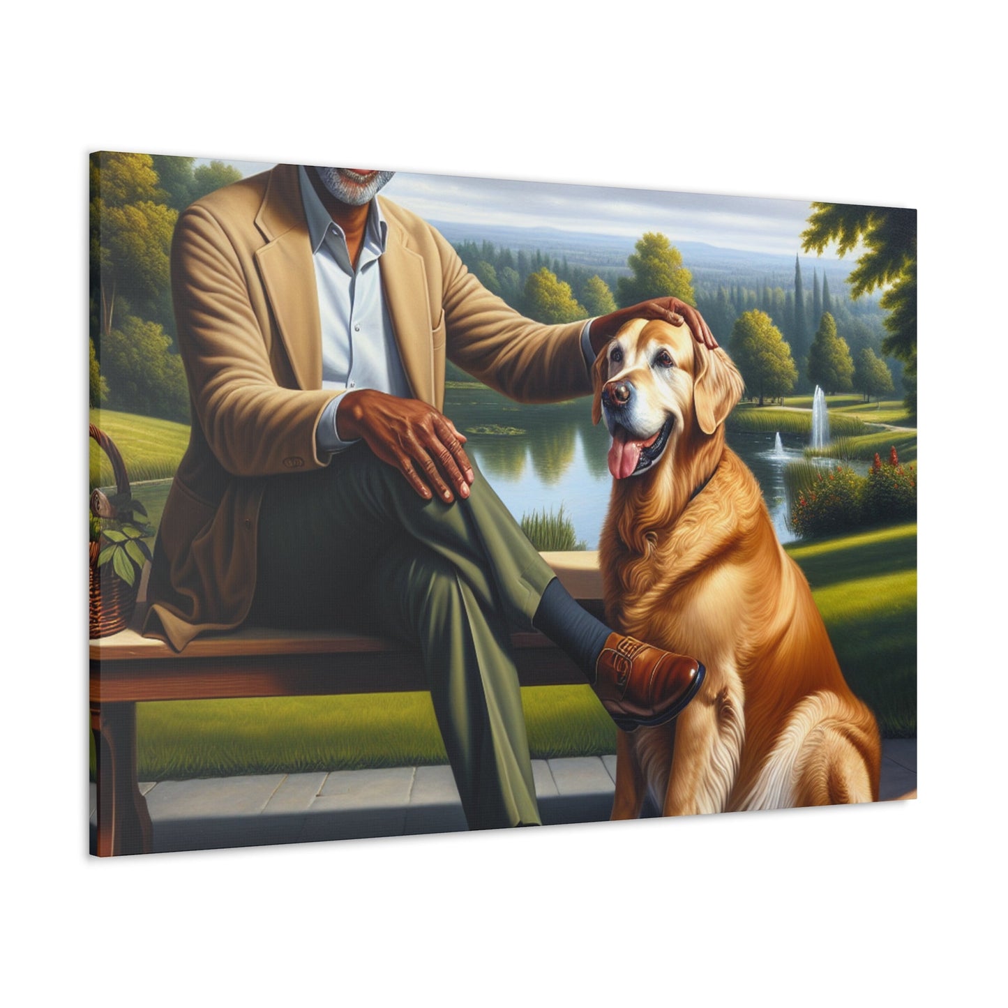 "A Serene Bond: Man and Dog" - Canvas - Authentic4Us