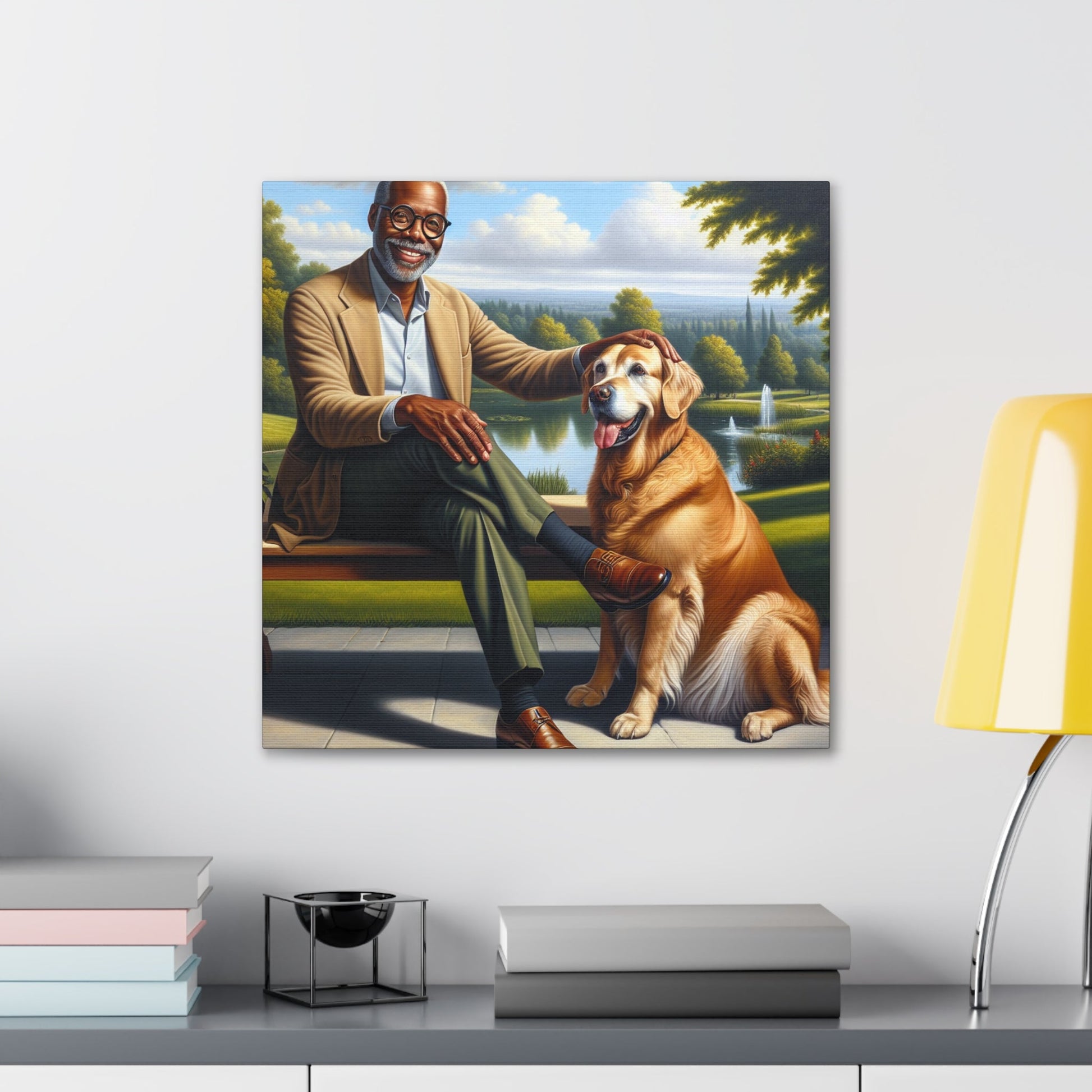 "A Serene Bond: Man and Dog" - Canvas - Authentic4Us