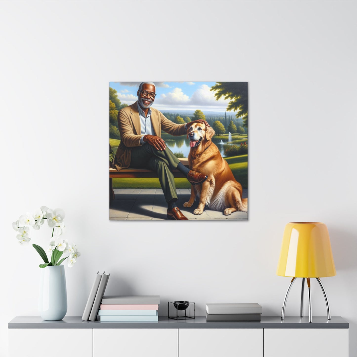 "A Serene Bond: Man and Dog" - Canvas - Authentic4Us