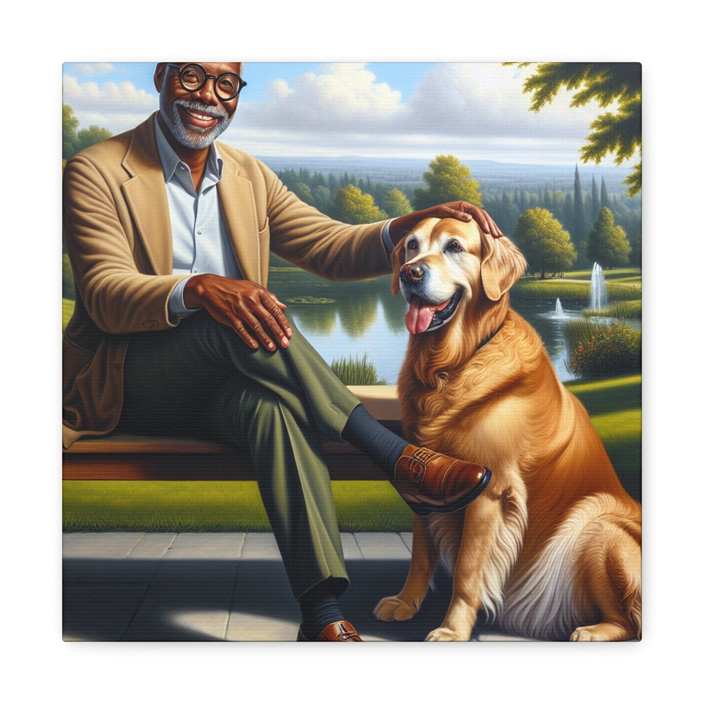 "A Serene Bond: Man and Dog" - Canvas - Authentic4Us