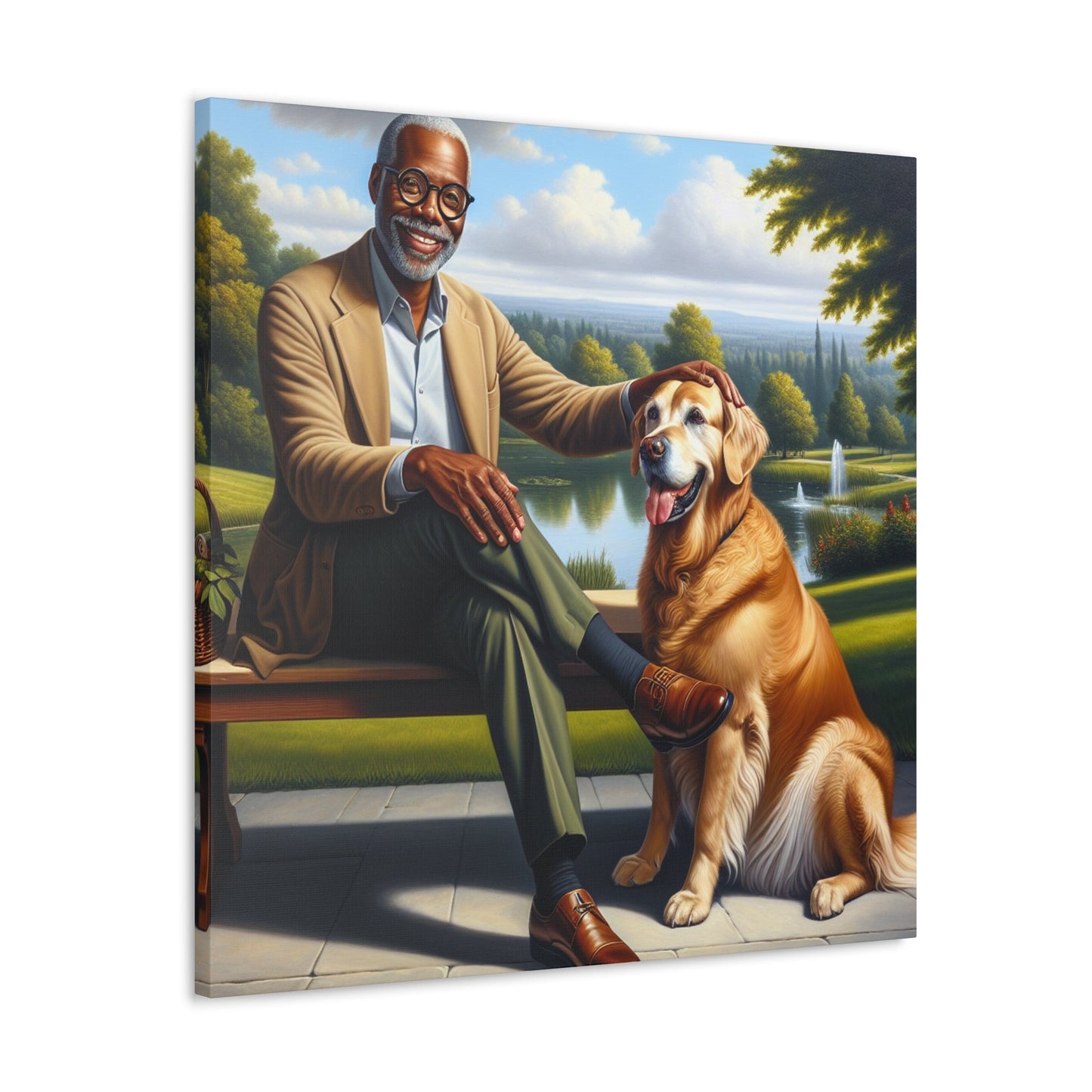 "A Serene Bond: Man and Dog" - Canvas - Authentic4Us