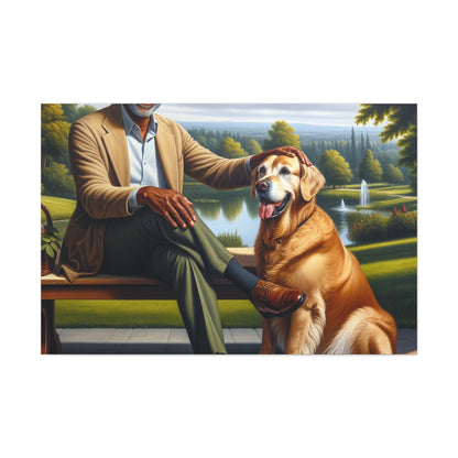 "A Serene Bond: Man and Dog" - Canvas - Authentic4Us