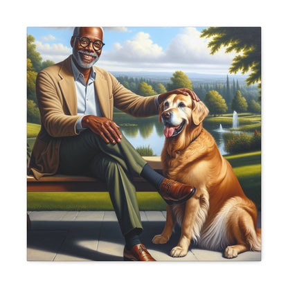 "A Serene Bond: Man and Dog" - Canvas - Authentic4Us