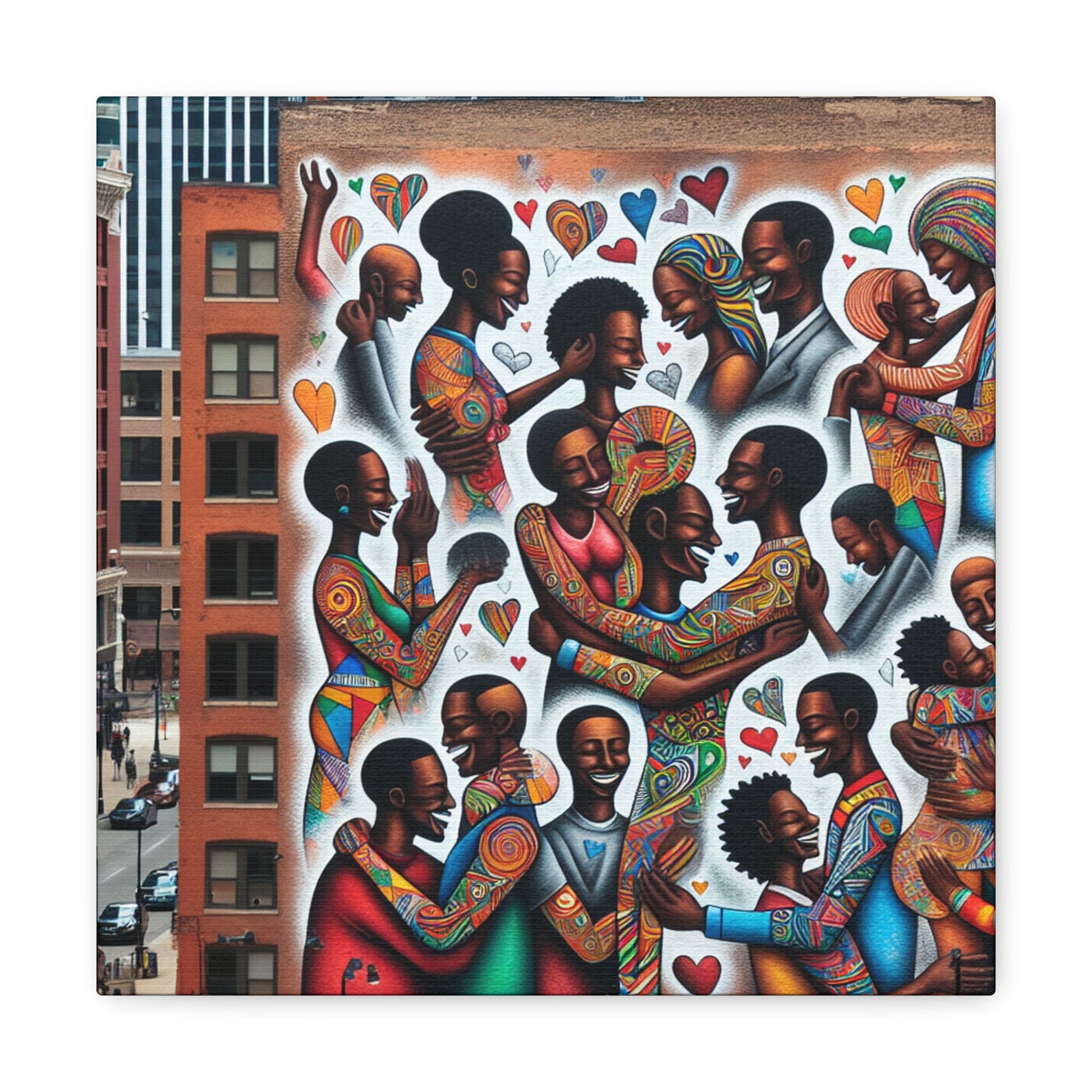 "Affectionate Harmony: Urban Mural" - Canvas - Authentic4Us