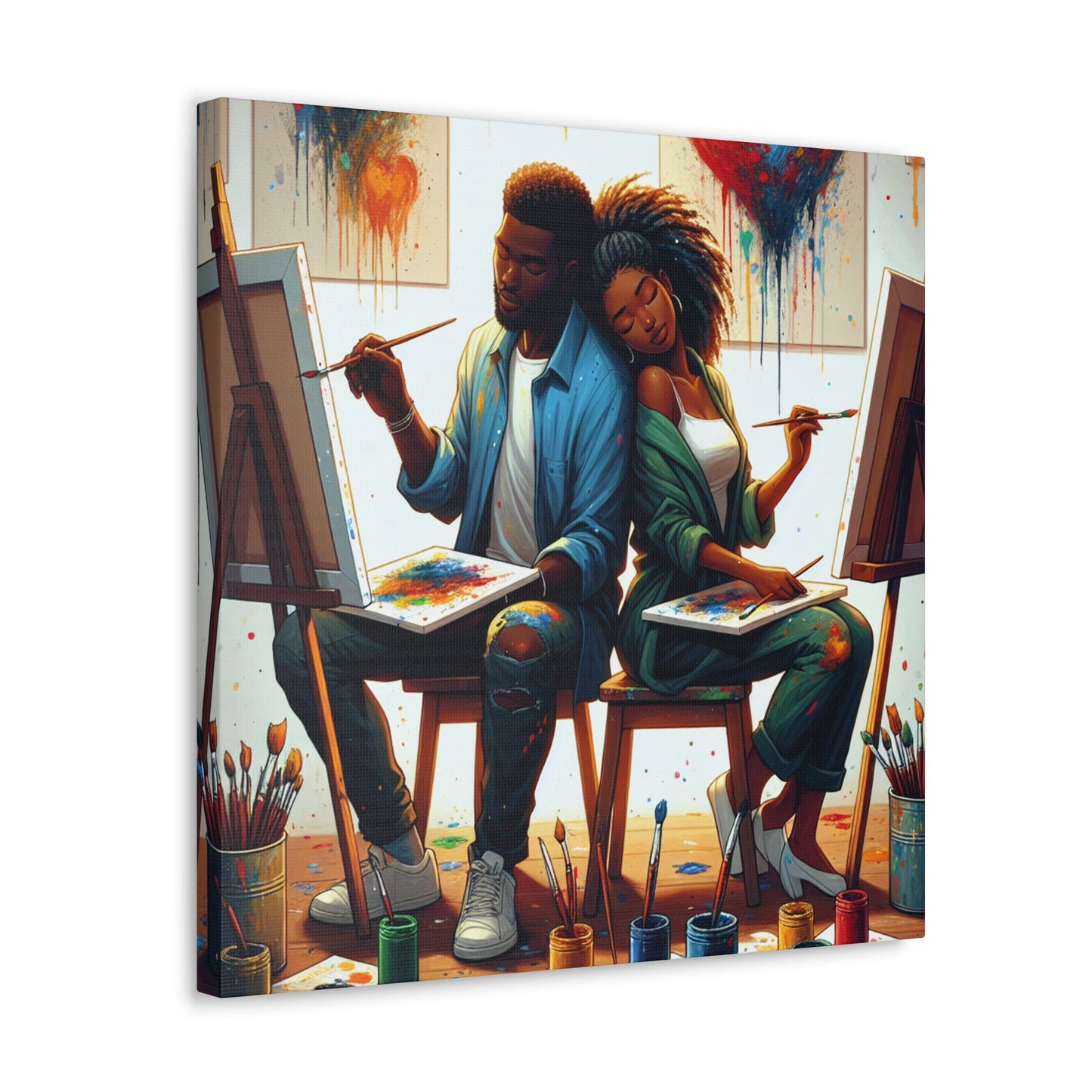 "Artful Embrace: A Duo's Creation" - Canvas - Authentic4Us