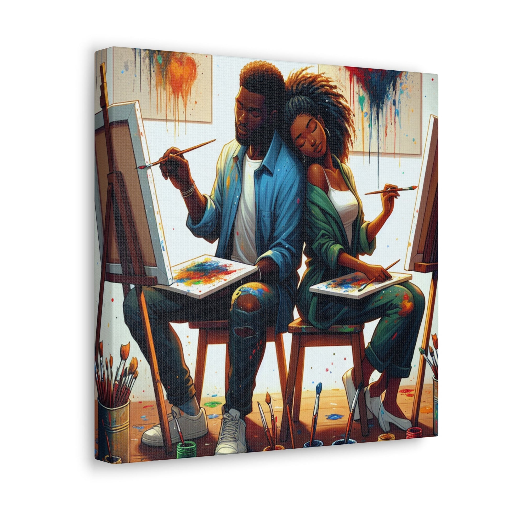 "Artful Embrace: A Duo's Creation" - Canvas - Authentic4Us