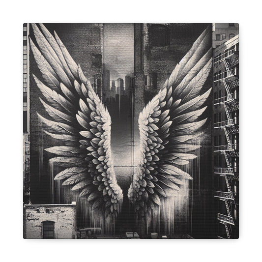 "Ashen Skies: Urban Winged Symphony" - Canvas - Authentic4Us