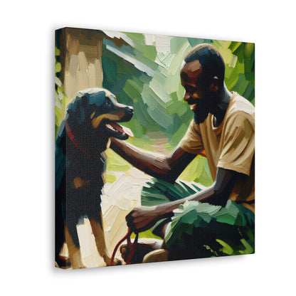 "Blissful Bond: Man and Dog" - Canvas - Authentic4Us