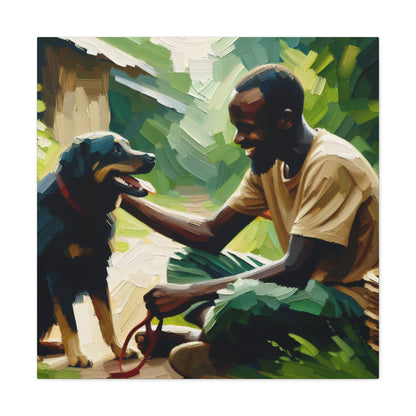 "Blissful Bond: Man and Dog" - Canvas - Authentic4Us