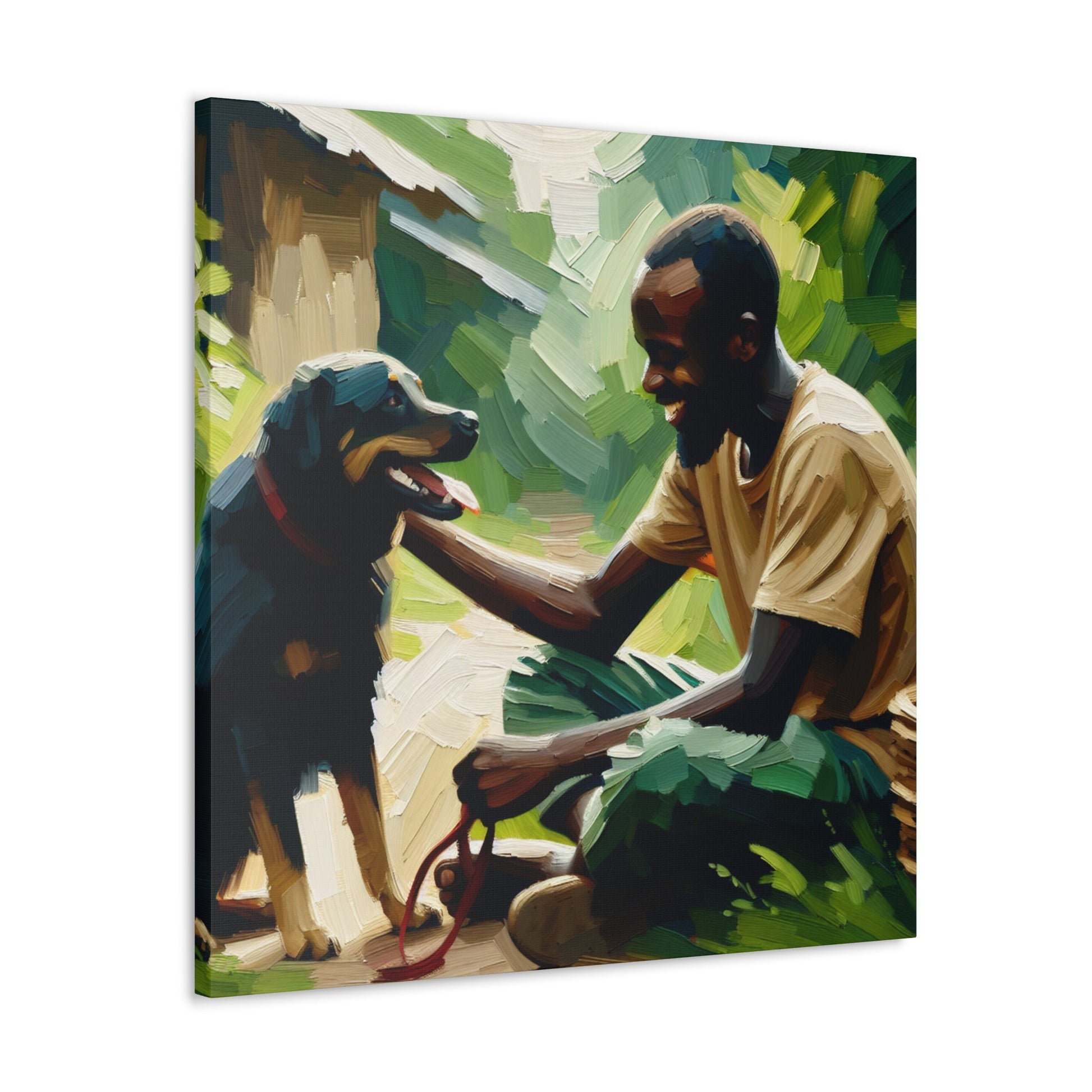 "Blissful Bond: Man and Dog" - Canvas - Authentic4Us