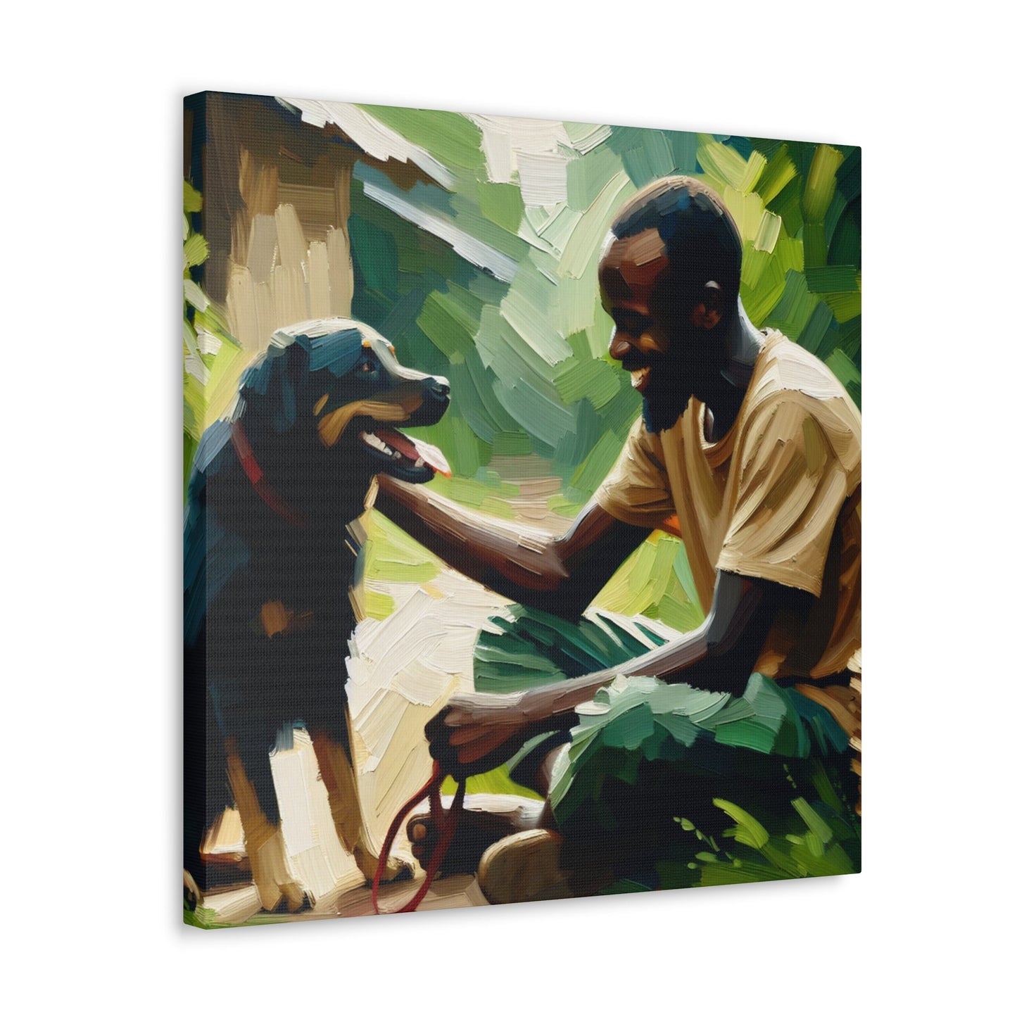 "Blissful Bond: Man and Dog" - Canvas - Authentic4Us