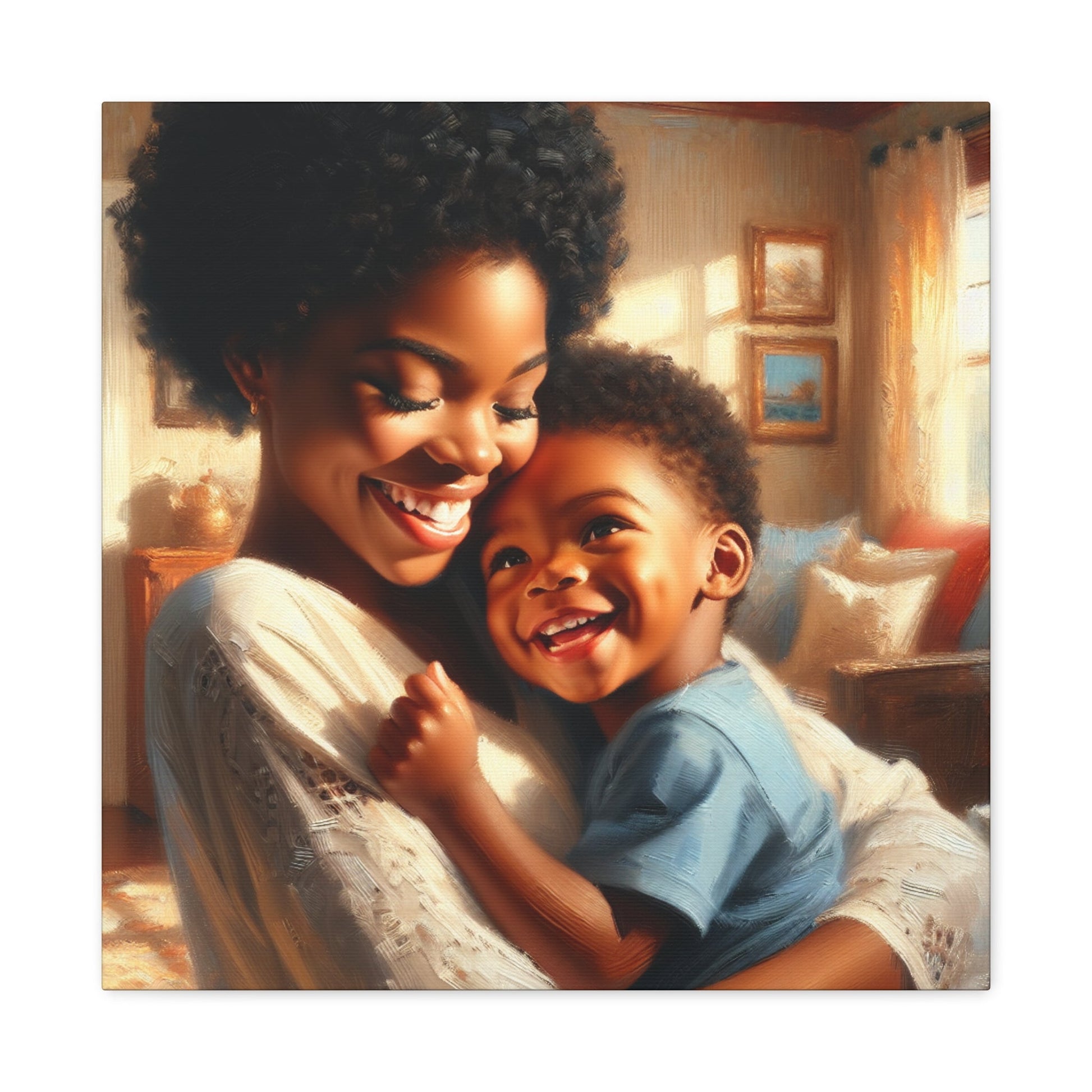 "Blissful Embrace: Mother and Child" - Canvas - Authentic4Us