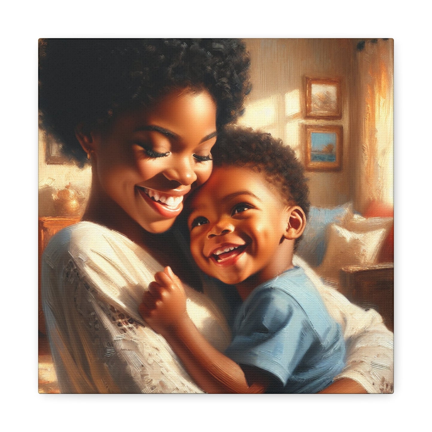 "Blissful Embrace: Mother and Child" - Canvas - Authentic4Us