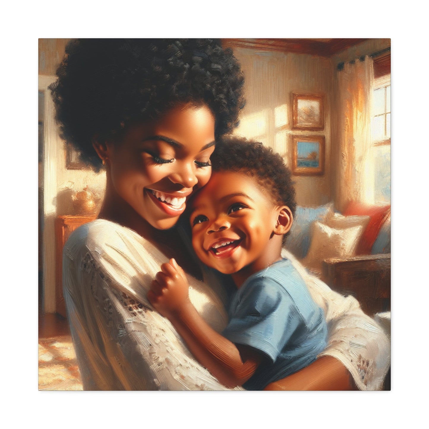 "Blissful Embrace: Mother and Child" - Canvas - Authentic4Us