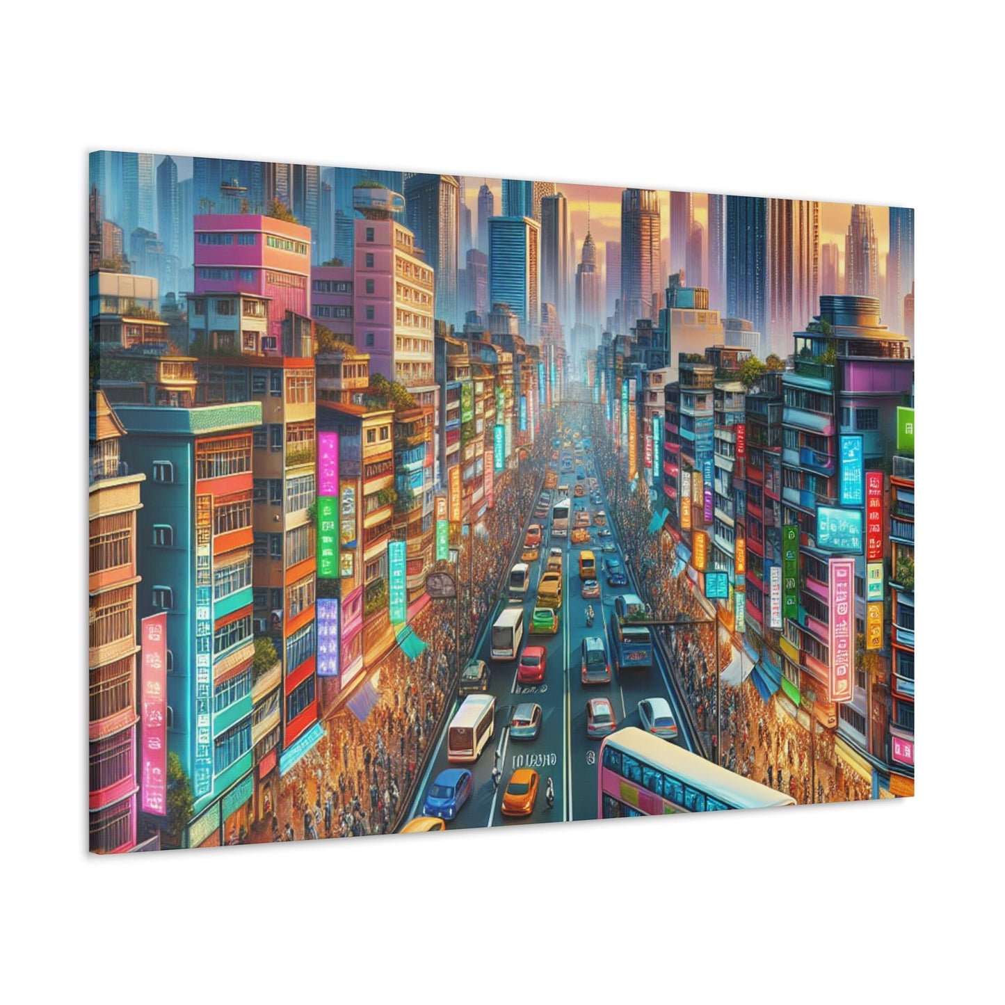 "Bustling Asian Cityscape Canvas" - Canvas - Authentic4Us