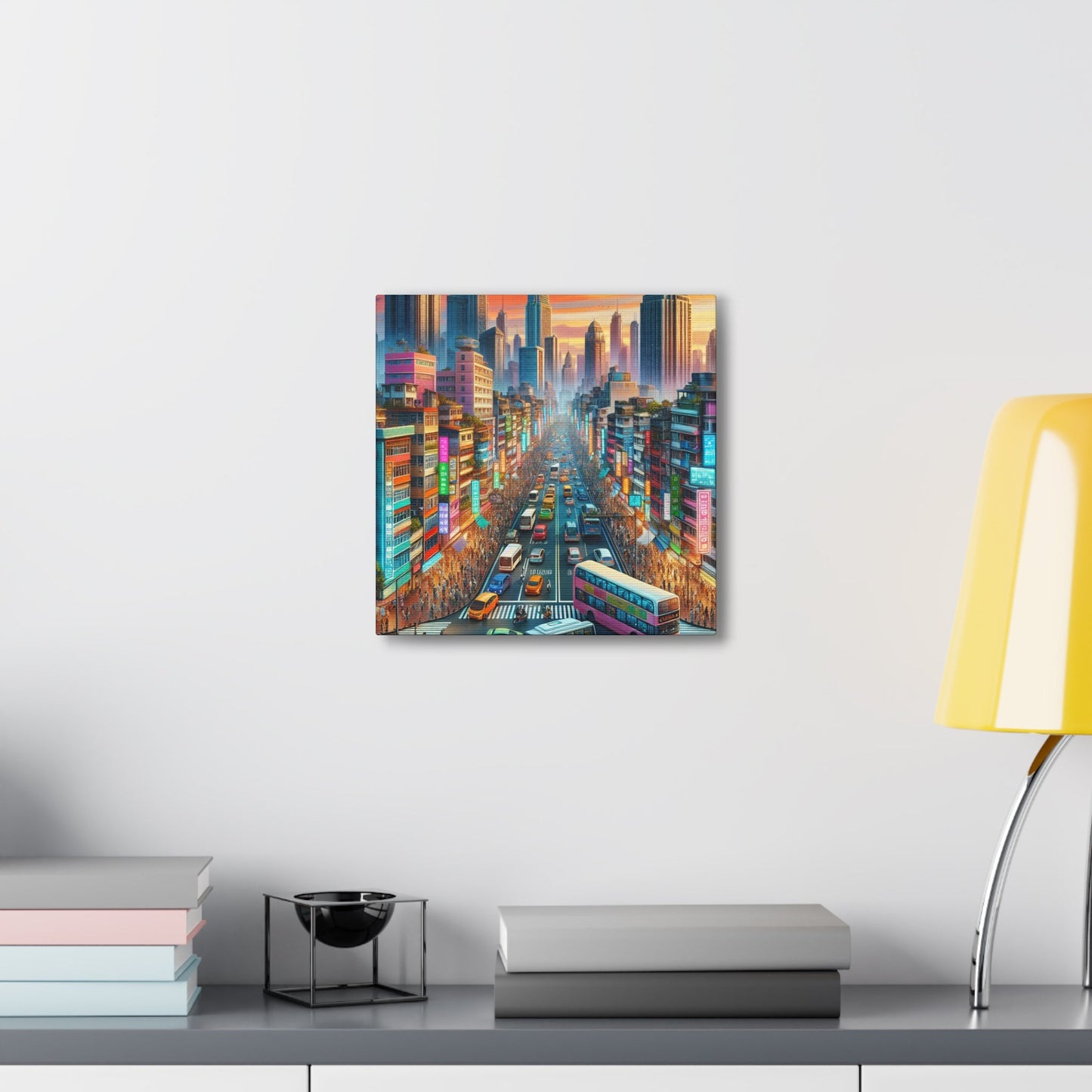 "Bustling Asian Cityscape Canvas" - Canvas - Authentic4Us