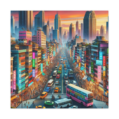 "Bustling Asian Cityscape Canvas" - Canvas - Authentic4Us