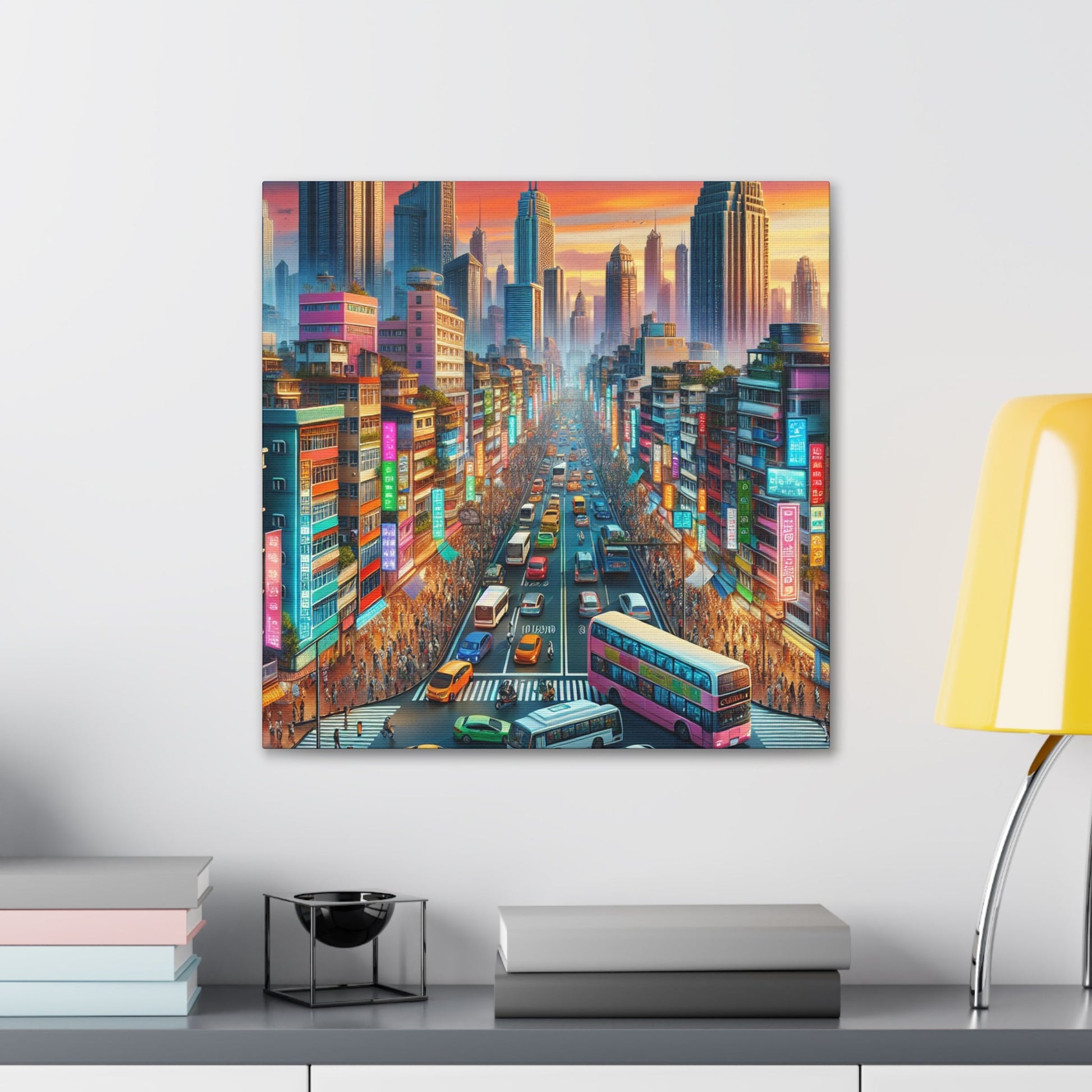 "Bustling Asian Cityscape Canvas" - Canvas - Authentic4Us