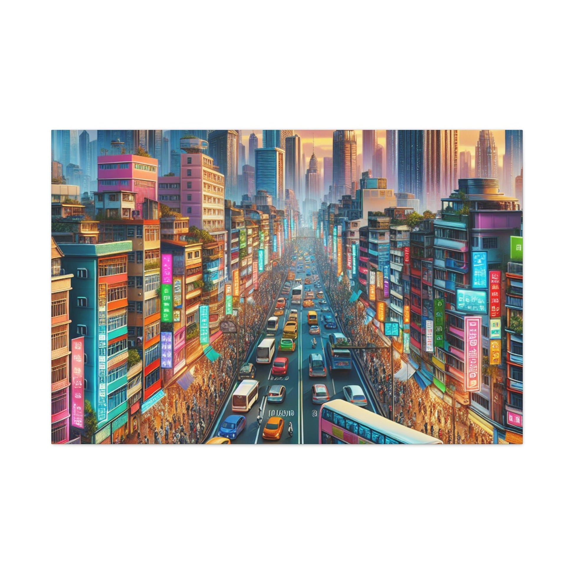 "Bustling Asian Cityscape Canvas" - Canvas - Authentic4Us