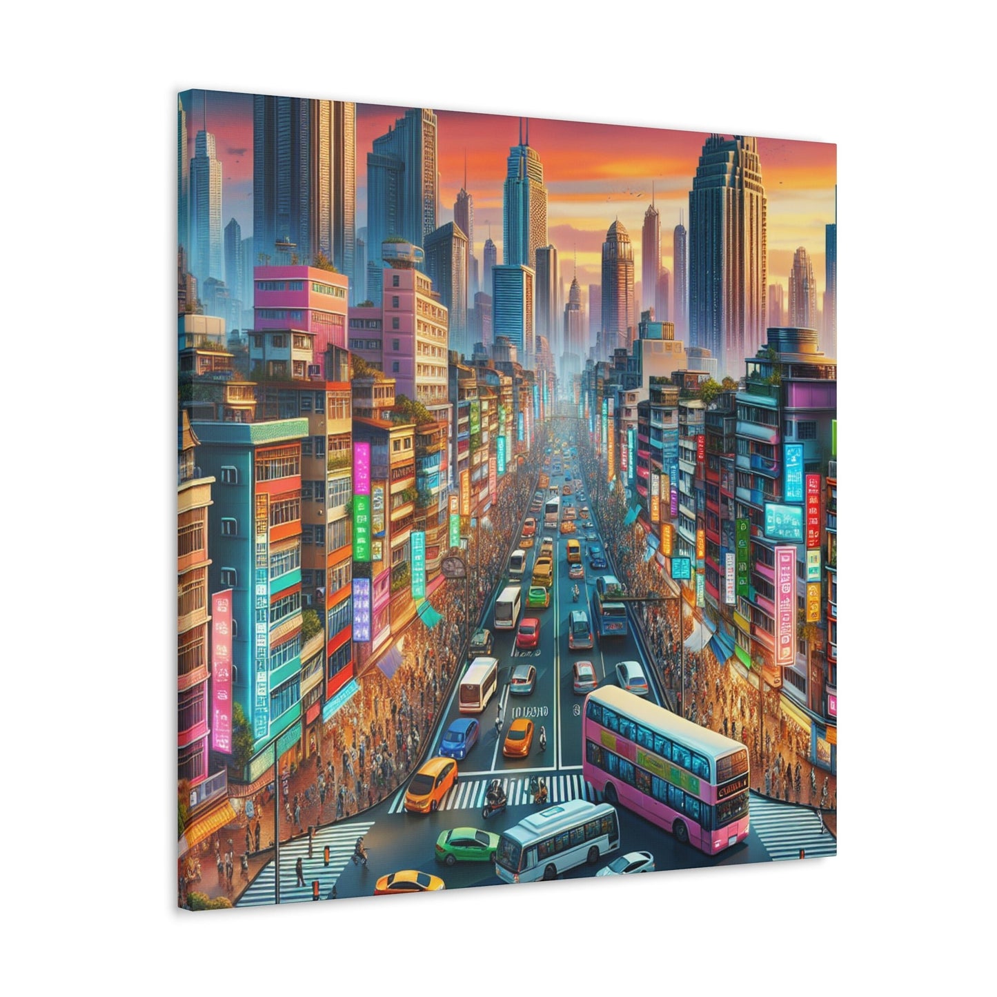 "Bustling Asian Cityscape Canvas" - Canvas - Authentic4Us