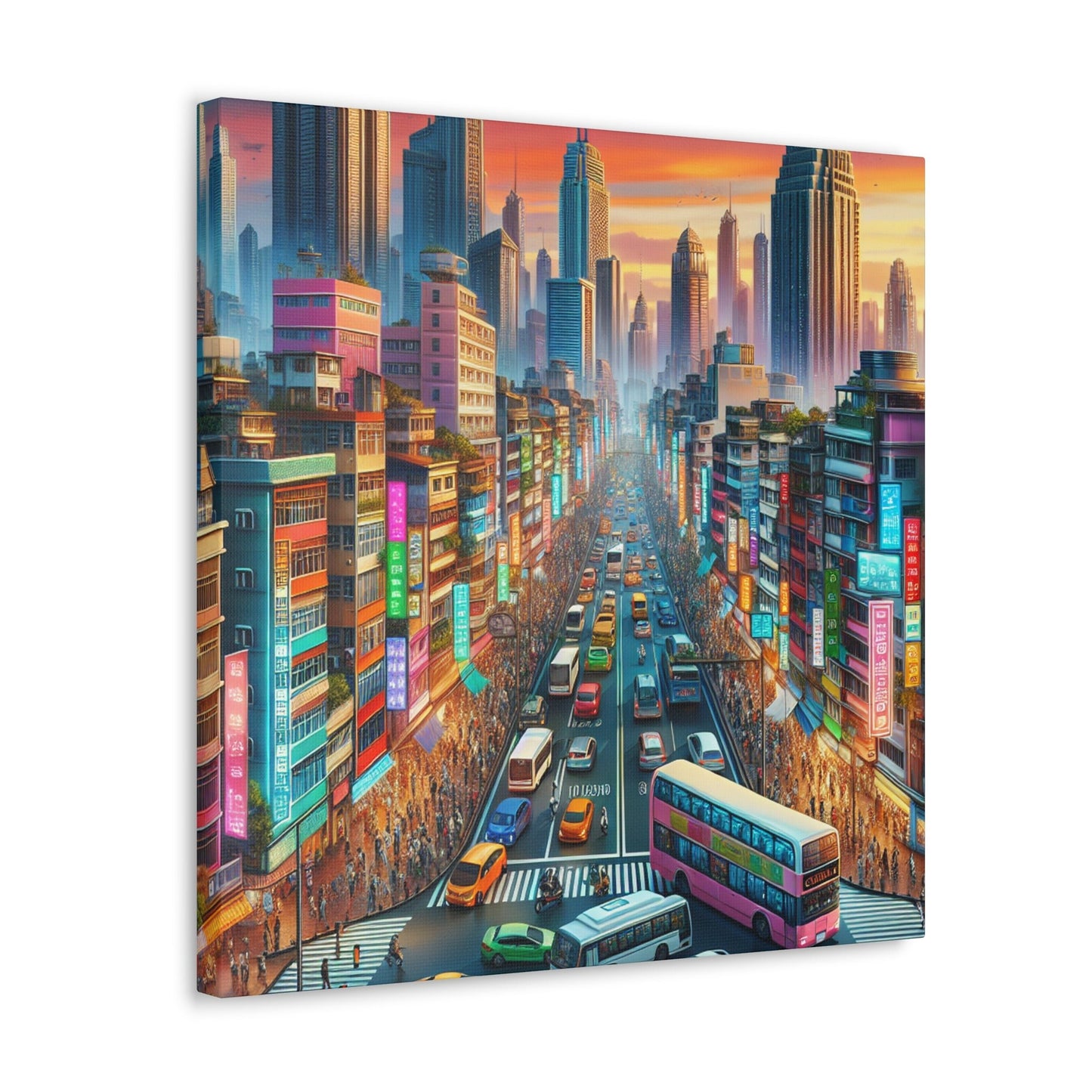 "Bustling Asian Cityscape Canvas" - Canvas - Authentic4Us