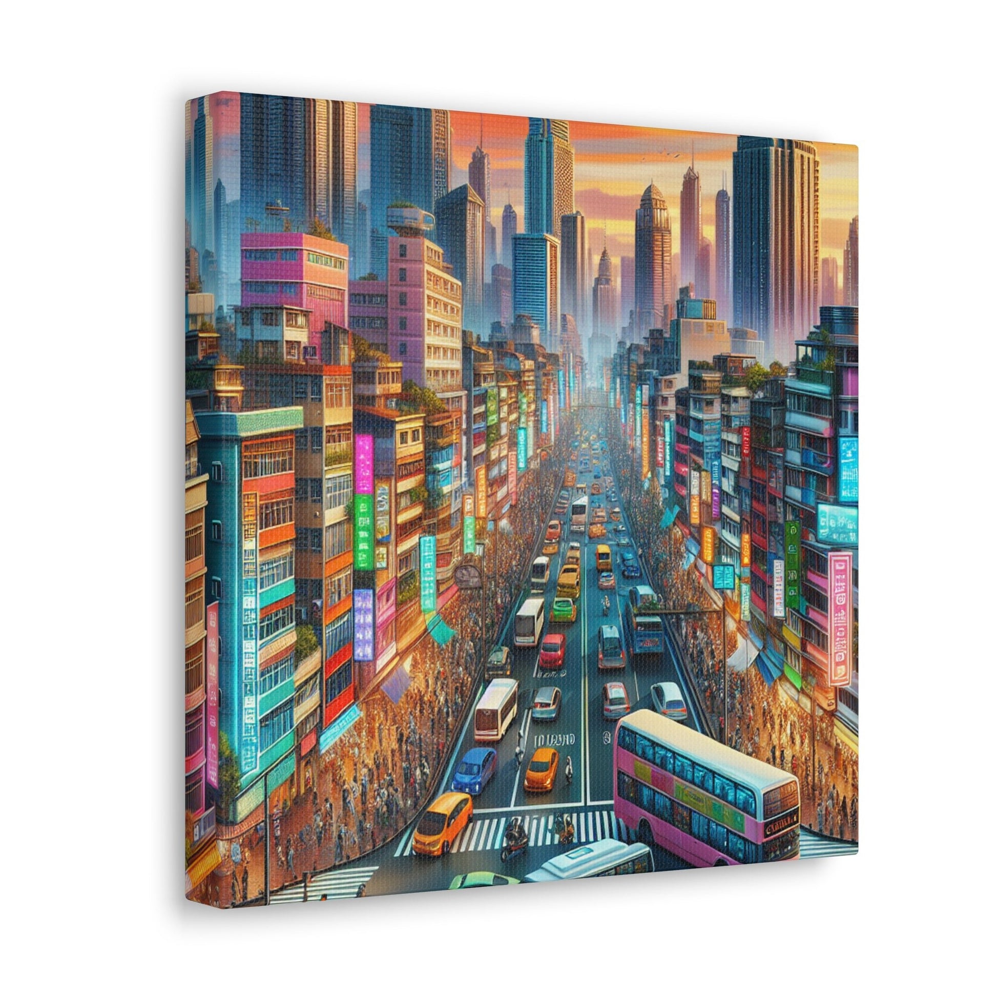 "Bustling Asian Cityscape Canvas" - Canvas - Authentic4Us