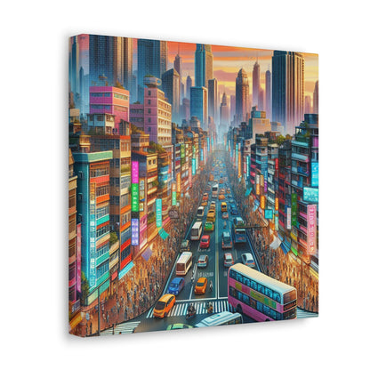 "Bustling Asian Cityscape Canvas" - Canvas - Authentic4Us