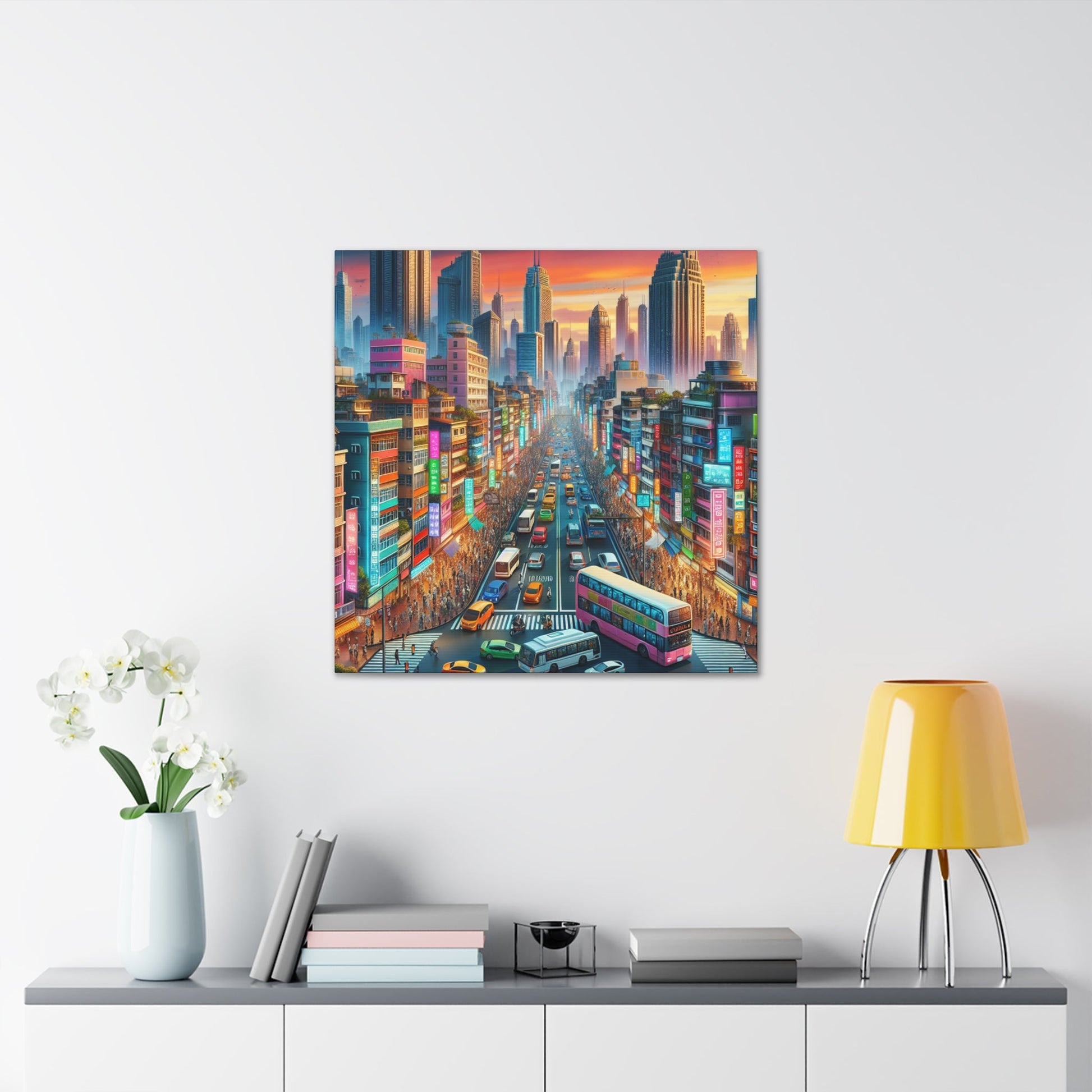 "Bustling Asian Cityscape Canvas" - Canvas - Authentic4Us