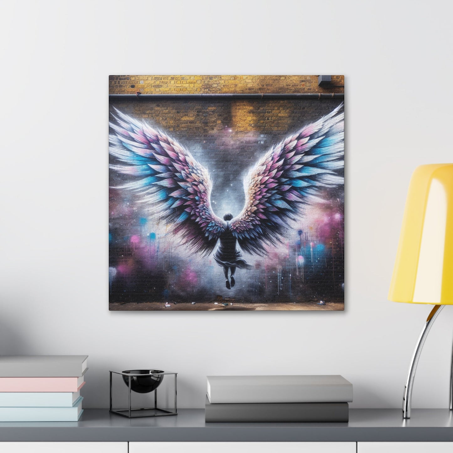 "Celestial Wings: Urban Transformation" - Canvas - Authentic4Us