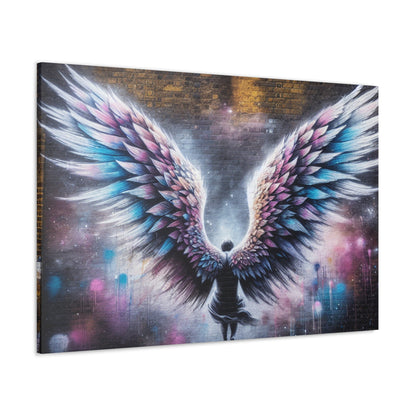 "Celestial Wings: Urban Transformation" - Canvas - Authentic4Us