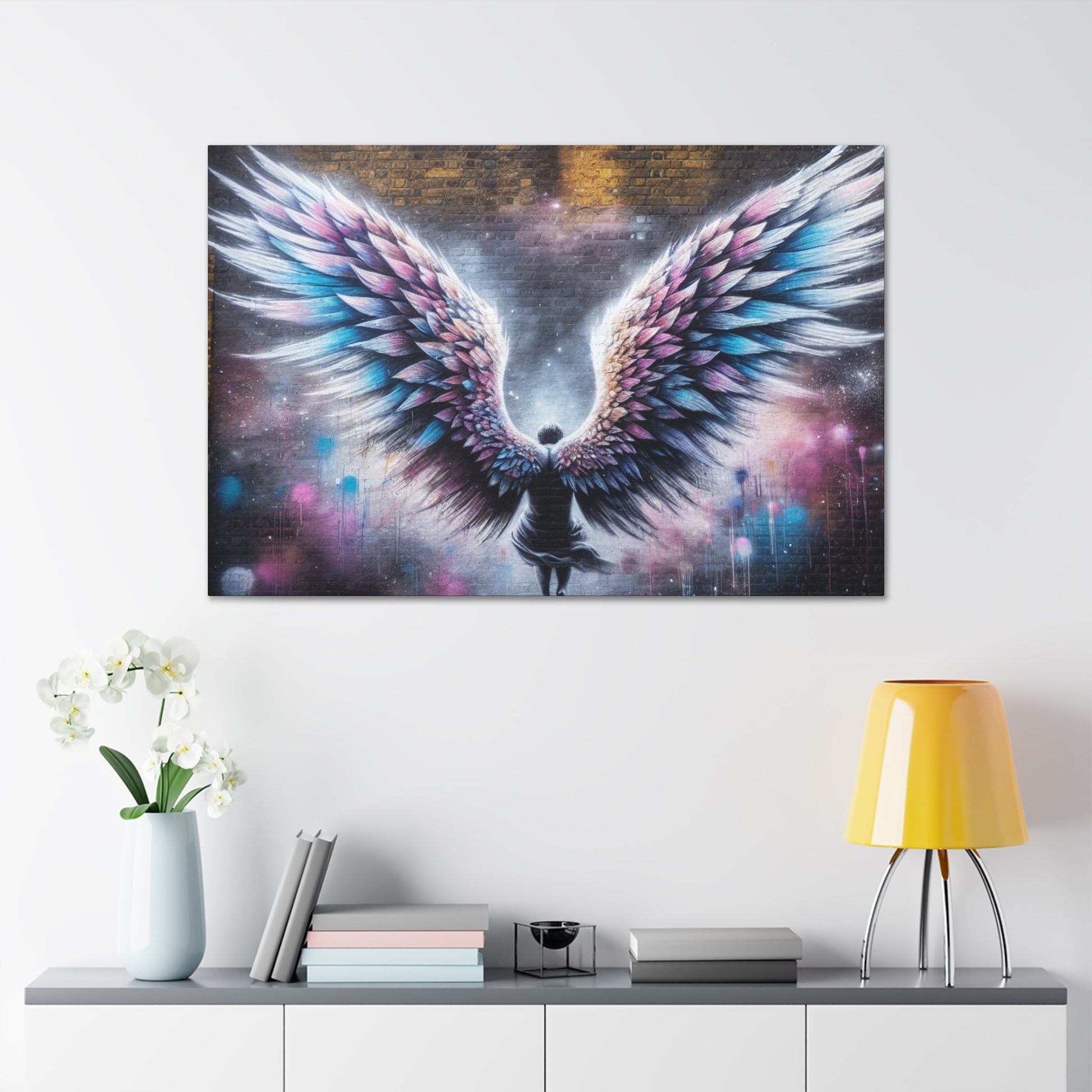 "Celestial Wings: Urban Transformation" - Canvas - Authentic4Us