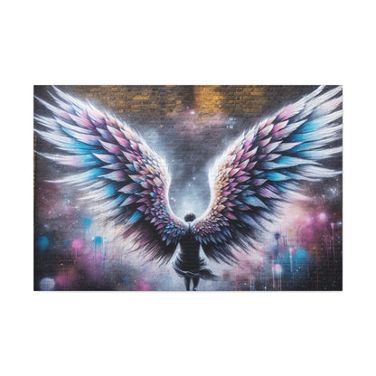 "Celestial Wings: Urban Transformation" - Canvas - Authentic4Us